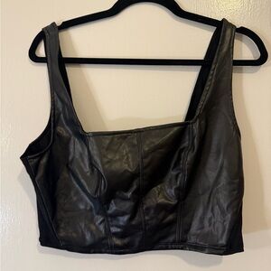 Free people Black Faux Leather Crop Top